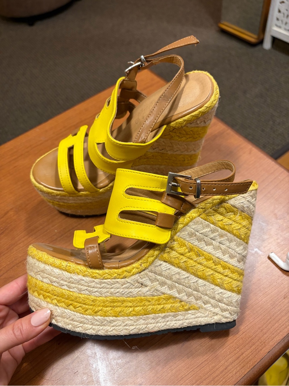 Women’s Yellow Platform Espadrille Wedge Sandals